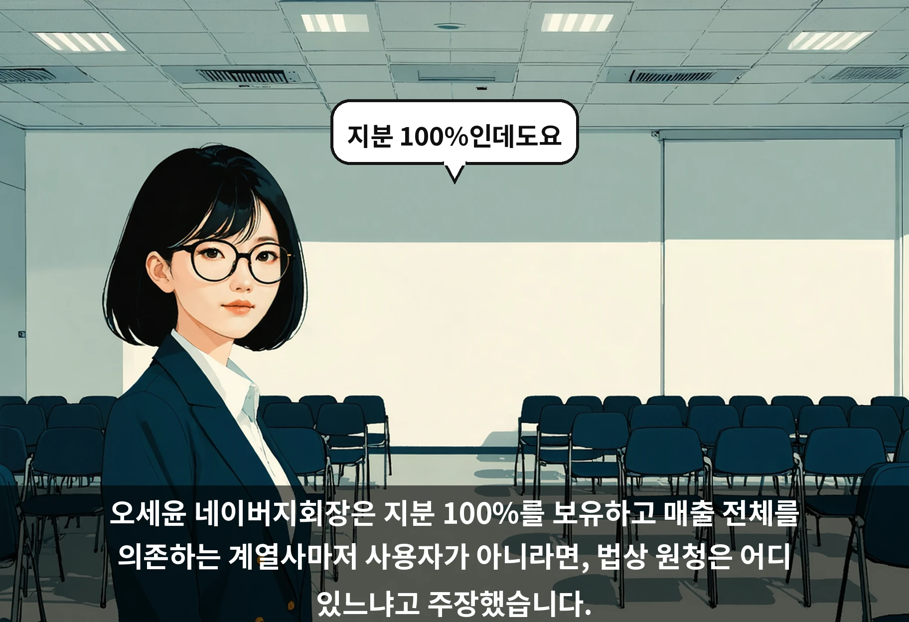 오세윤 네이버지회장은 지분 100%를 보유하고 매출 전체를 의존하는 계열사마저 사용자가 아니라면, 법상 원청은 어디 있느냐고 주장했습니다.