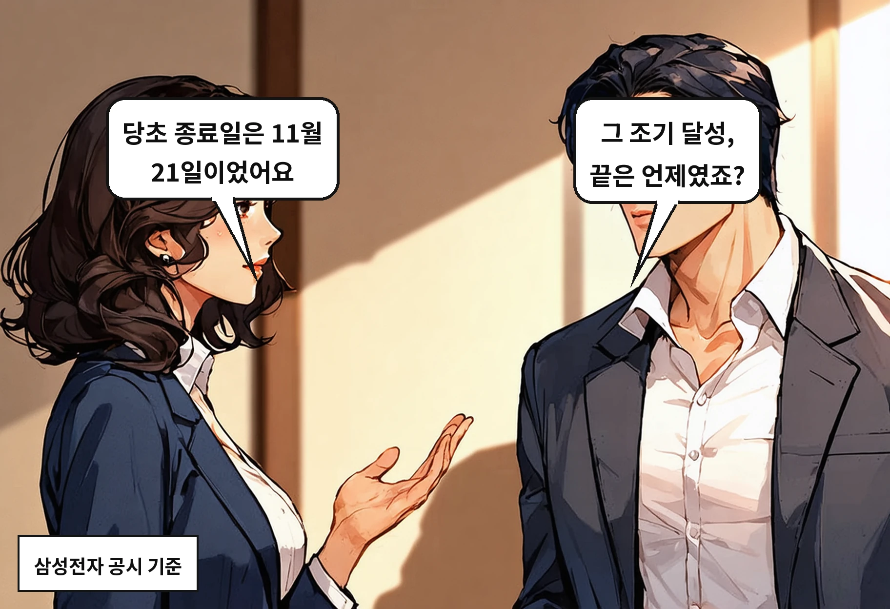 B: 그 조기 달성, 끝은 언제였죠? A: 당초 종료일은 11월 21일이었어요