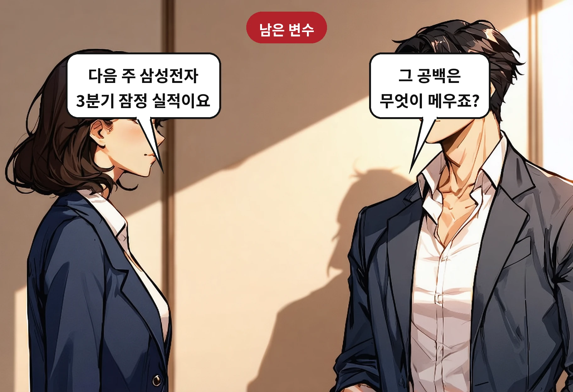 B: 그 공백은 무엇이 메우죠? A: 다음 주 삼성전자 3분기 잠정 실적이요
