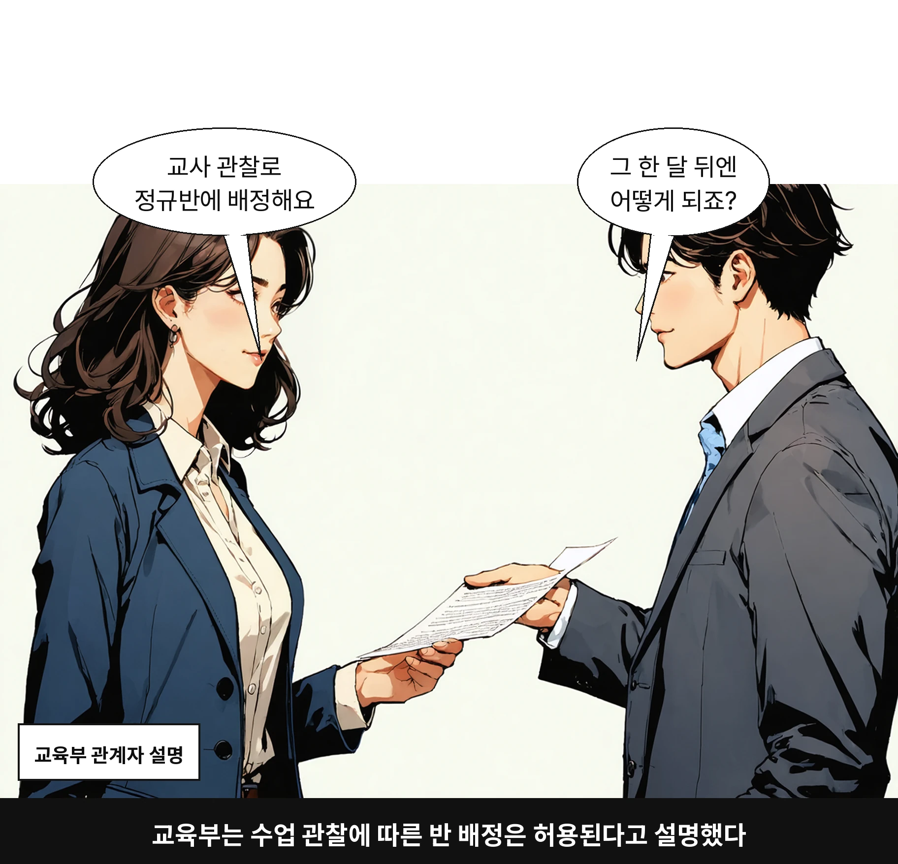 교육부는 수업 관찰에 따른 반 배정은 허용된다고 설명했다