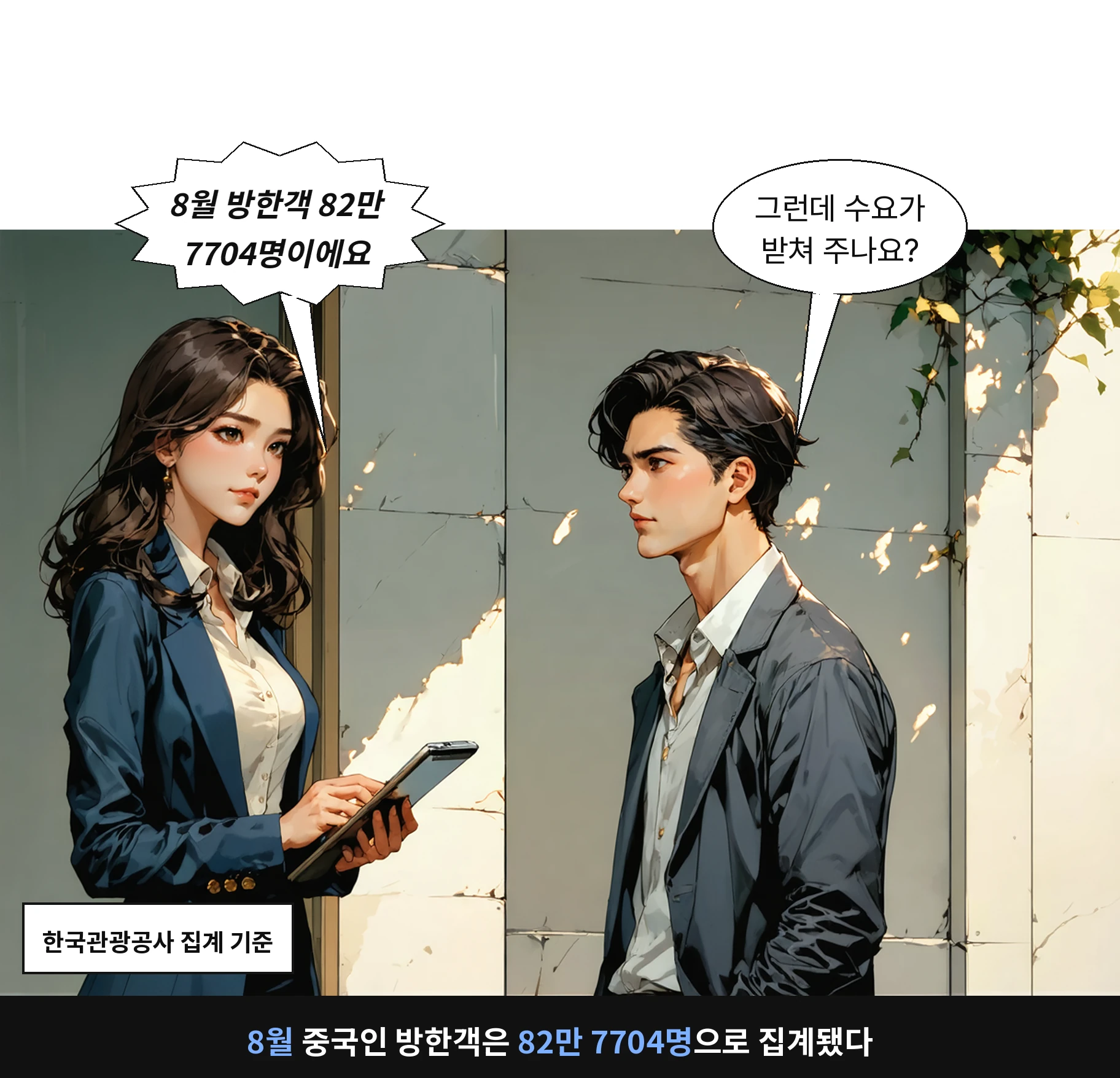 8월 중국인 방한객은 82만 7704명으로 집계됐다